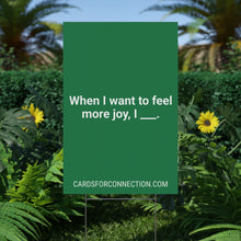 Load image into Gallery viewer, GREEN Cards for Connection® Plastic Yard Sign for Events and Celebrations - Games for Humanity