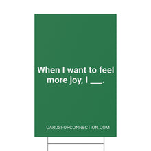 Load image into Gallery viewer, GREEN Cards for Connection® Plastic Yard Sign for Events and Celebrations - Games for Humanity