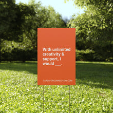 Load image into Gallery viewer, ORANGE Cards for Connection® Plastic Yard Sign for Events and Celebrations - Games for Humanity