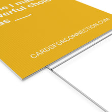 Load image into Gallery viewer, YELLOW Cards for Connection® Plastic Yard Sign for Events and Celebrations - Games for Humanity