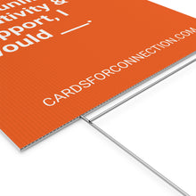 Load image into Gallery viewer, ORANGE Cards for Connection® Plastic Yard Sign for Events and Celebrations - Games for Humanity