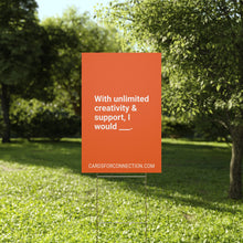 Load image into Gallery viewer, ORANGE Cards for Connection® Plastic Yard Sign for Events and Celebrations - Games for Humanity