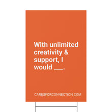 Load image into Gallery viewer, ORANGE Cards for Connection® Plastic Yard Sign for Events and Celebrations - Games for Humanity
