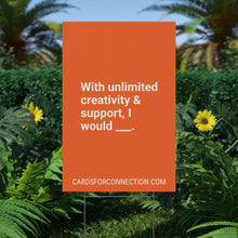 Load image into Gallery viewer, ORANGE Cards for Connection® Plastic Yard Sign for Events and Celebrations - Games for Humanity
