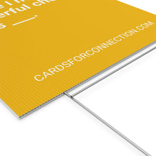 Load image into Gallery viewer, YELLOW Cards for Connection® Plastic Yard Sign for Events and Celebrations - Games for Humanity