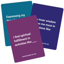 Load image into Gallery viewer, Cards for Connection® Brotherhood Deck digital printable cards. Blue, Indigo, and violet cards.