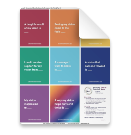 Printable Page from the Cards for Vision Expansion Pack. Companion to the Cards for Connection deck.