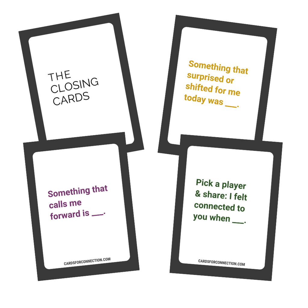 Cards for Facilitators Digital Deck Printable Game to elevate your events. Closing cards.