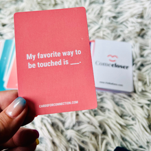 Load image into Gallery viewer, Pink card from the Come Closer Deck representing the Unrushed, Sensual Build-Up of the Slow Burn intimacy style.
