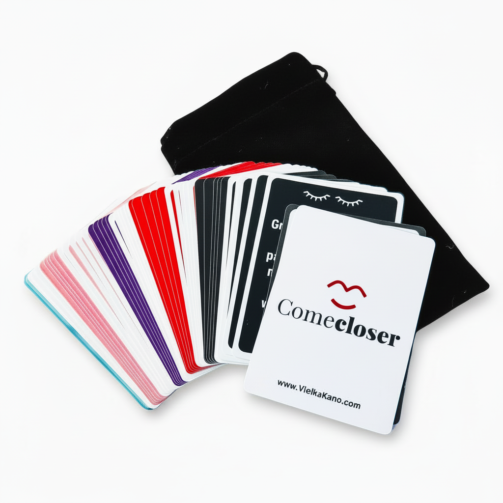 Come Closer™ intimacy card deck for Couples spread of cards with a velvet drawstring pouch