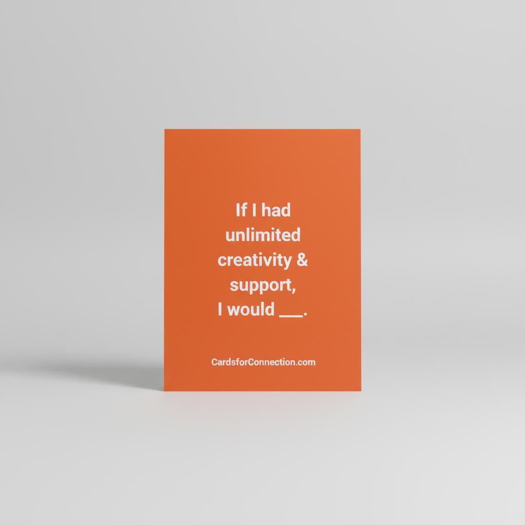 GIANT_Custom Cards for Connection Sign Orange creativity and spport text. on a grey backdrop