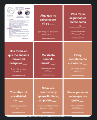 Spanish English Cards for Connection - Games for Humanity