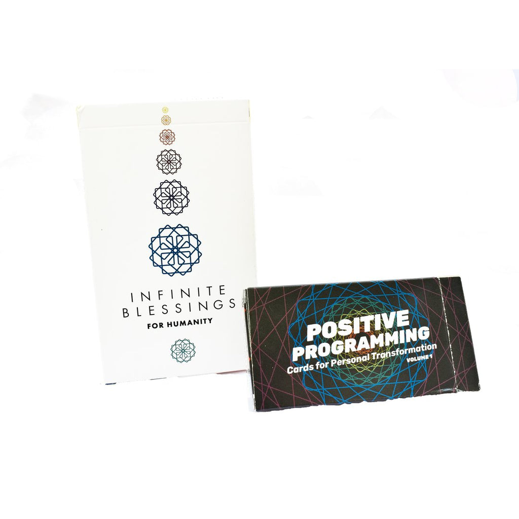 Self Love Gift Set displayed with Positive Programming and Infinite Blessings decks from Games for Humanity