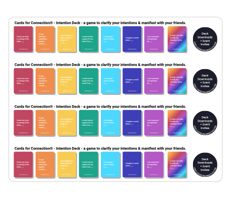 Cards for Vision Expansion Pack. Companion to the Cards for Connection deck. printable download as a bookmark. when you print, you have four bookmarks to share. prints front and back with 16 cards total.