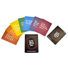Load image into Gallery viewer, Let&#39;s Talk About Sex deck rainbow spread of cards.