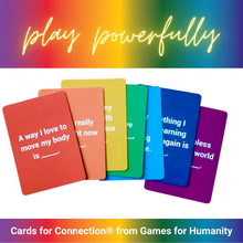 Load image into Gallery viewer, Cards for Connection® Deck - Games for Humanity rainbow spread of cards. play powerfully. 